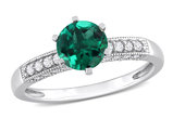 1.00 Carat (ctw) Lab-Created Emerald Ring in 10K White Gold with Diamonds